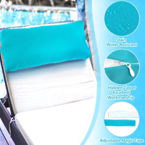 Ripeng 2 Pcs Headrest Pillow Pool Furniture Lounge Pillow Chair Pillows Patio Furniture Pillows with Adjustable Elastic Tape Band Head Support Pillow for Pool Patio Chairs Beach (Blue)