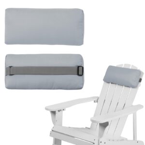 rasugarlary chaise lounge head pillow, 2 pack outdoor lounge chair pillows with adjustable strap water resistant longue head pillow headrest pillows for patio backyard beach pool garden recliner(gray)