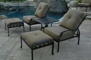 patioland elizabeth outdoor patio 5pc adjustable club chairs cast aluminum - antique bronze (olefin walnut cushion)