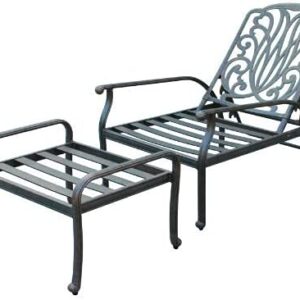 PatioLand Elizabeth Outdoor Patio 5pc Adjustable Club Chairs Cast Aluminum - Antique Bronze (Olefin Walnut Cushion)