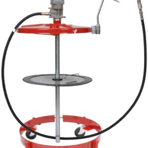 Lincoln 4417 Portable Air Operated High-Pressure Industrial 40:1 Pneumatic Single Acting Grease Pump, Drum Cover, Dolly, Follower, Control Valve and 7 Foot Hose