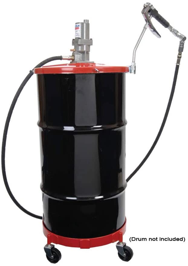 Lincoln 4417 Portable Air Operated High-Pressure Industrial 40:1 Pneumatic Single Acting Grease Pump, Drum Cover, Dolly, Follower, Control Valve and 7 Foot Hose