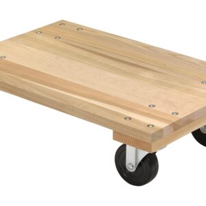 Vestil HDOS-1624-12 Solid Deck Hardwood Dolly with Hard Rubber Casters, 1200 lbs Capacity, 24" Length x 16" Width x 6-3/4" Height, Brown