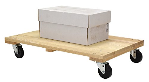 Vestil HDOS-2436-12 Solid Deck Hardwood Dolly with Hard Rubber Casters, 1200 lbs Capacity, 36" Length x 24" Width x 6-3/4" Height , Tan