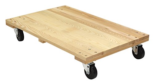 Vestil HDOS-2436-12 Solid Deck Hardwood Dolly with Hard Rubber Casters, 1200 lbs Capacity, 36" Length x 24" Width x 6-3/4" Height , Tan