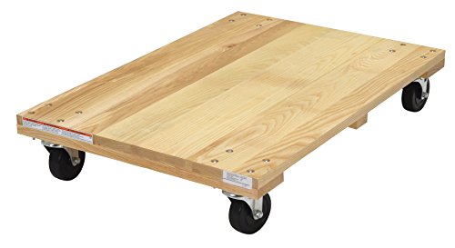 Vestil HDOS-2436-12 Solid Deck Hardwood Dolly with Hard Rubber Casters, 1200 lbs Capacity, 36" Length x 24" Width x 6-3/4" Height , Tan