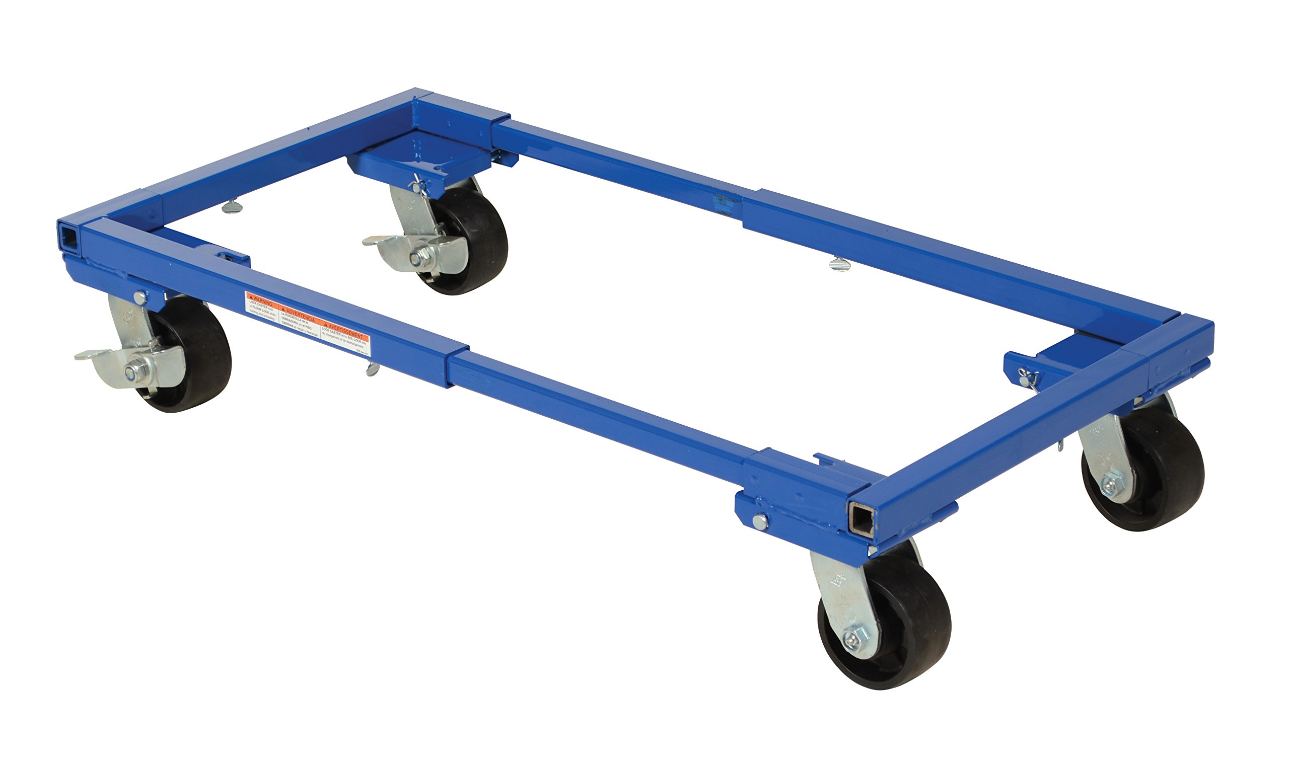 Vestil ATD-1622-4 Steel Adjustable Tote Dolly with 4" Casters, 2000 lbs Capacity, Maximum Usable 34" Length x 24" Width