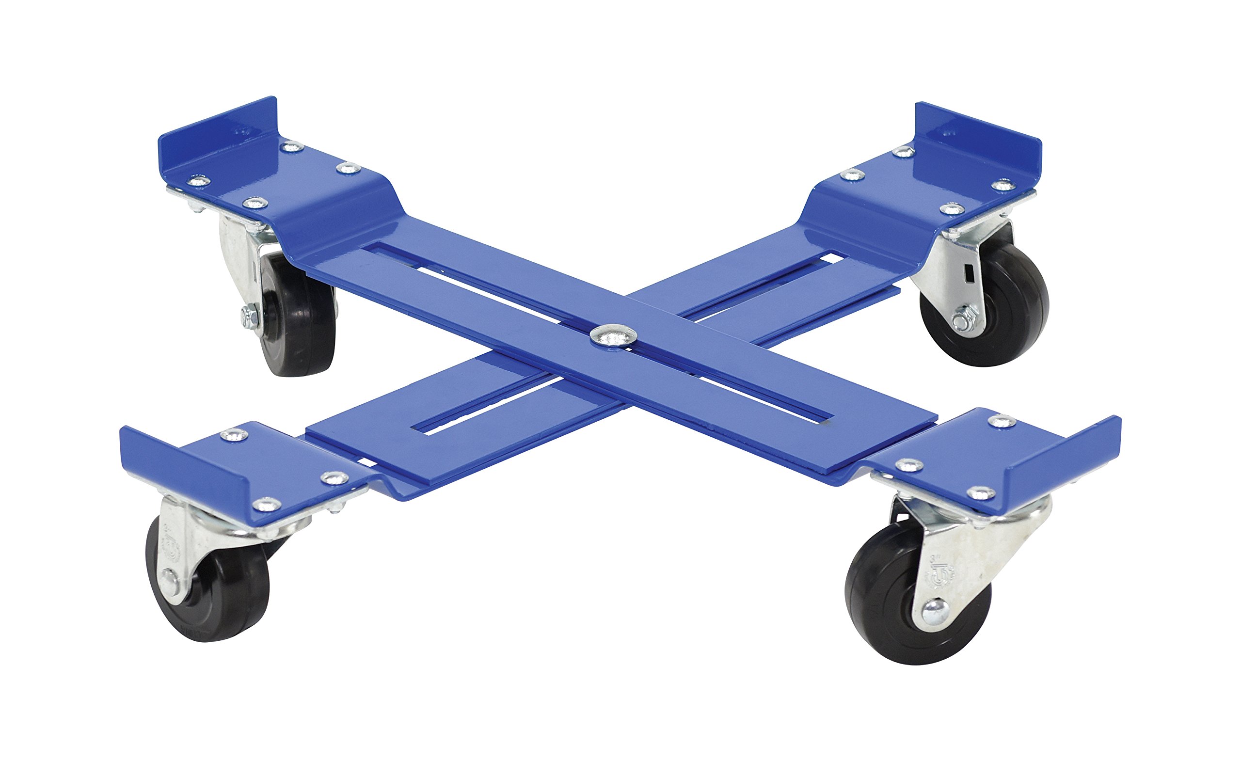 Vestil Drum-X-H Steel Mobile Drum Dolly-Adjustable with Hard Rubber Wheels 25-7/8 in. x 25-7/8 in. 5-5/16 in. 1000 Lb. Capacity Blue