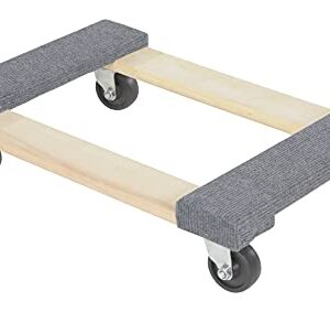 Vestil HDOC-1624-9 Hardwood Dolly with Carpet End, 900 lbs Capacity, 24" Length x 16" Width x 5-3/4" Height Deck