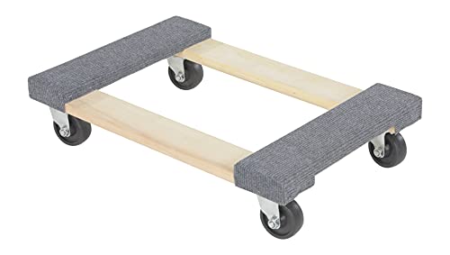 Vestil HDOC-1624-9 Hardwood Dolly with Carpet End, 900 lbs Capacity, 24" Length x 16" Width x 5-3/4" Height Deck