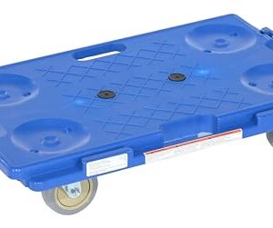 Vestil PCS-1626 Plastic Interlocking Dolly with Polypropylene Caster, 250 lbs Capacity, 16” Width x 26” Length x 6-1/2” Height , Deck Height