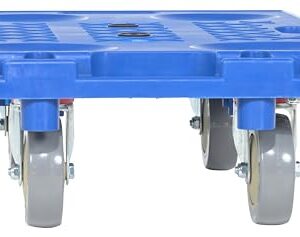 Vestil PCS-1626 Plastic Interlocking Dolly with Polypropylene Caster, 250 lbs Capacity, 16” Width x 26” Length x 6-1/2” Height , Deck Height