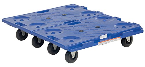 Vestil PCS-1626 Plastic Interlocking Dolly with Polypropylene Caster, 250 lbs Capacity, 16” Width x 26” Length x 6-1/2” Height , Deck Height