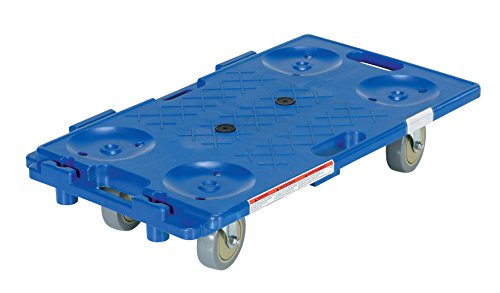 Vestil PCS-1626 Plastic Interlocking Dolly with Polypropylene Caster, 250 lbs Capacity, 16” Width x 26” Length x 6-1/2” Height , Deck Height