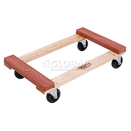 Hardwood Dolly - Rubber Bumpered Ends Deck, 30 x 18, 1200 Lb. Capacity