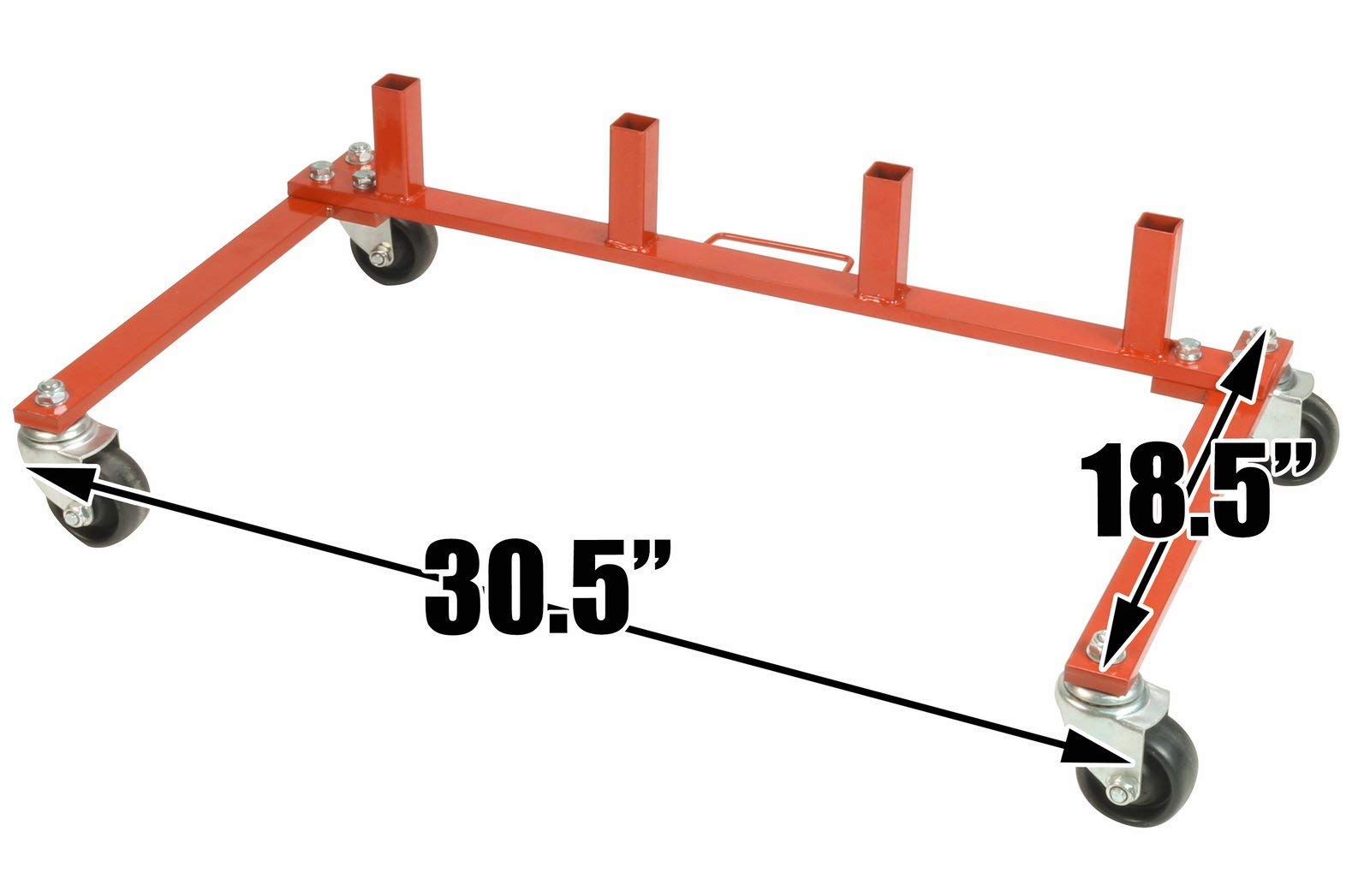 (4) Dragway Tools 12in. 1500 lb Hydraulic Car Wheel Dolly with Storage Stand