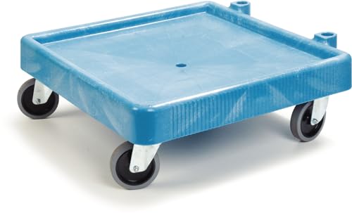 Carlisle FoodService Products E-Z Glide Warewashing Rack Dolly Dishwashing Rack Dolly with Drain for Kitchen and Restaurants, Plastic, 22.5 x 22.5 x 8 Inches, Blue