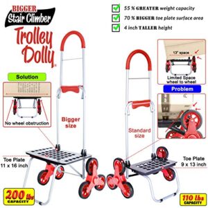 dbest products Stair Climber Bigger Trolley Dolly Shopping Cart, Red Shopping Grocery Foldable Cart Condo Apartment