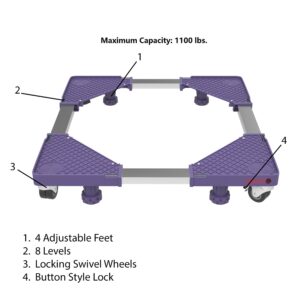 Multi Purpose Dolly With 4 feet, Locking Swivel Wheels, Levels and Adjustable Base for Moving Washer, Dryer, Appliances- 1100 Lbs Capacity By Stalwart