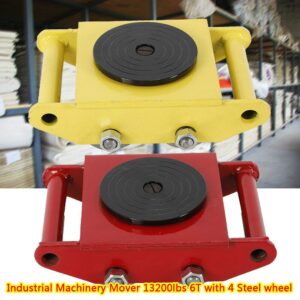 Machinery Mover,Industrial Dollies, 8-Ton/17,600Lbs, 26400lbs 12T Machinery Mover Roller Dolly with 360°Swivel Top Plate with 6/8 Polyurethane Wheels (Red) (Red, 6T 13,200 lbs Steel Wheel)