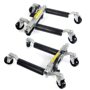 xtremepowerus wheel dolly hydraulic car positioning dollies (pair) 2pc positioning jack truck rv trailer jack/dolly foot pedal, 1500lbs