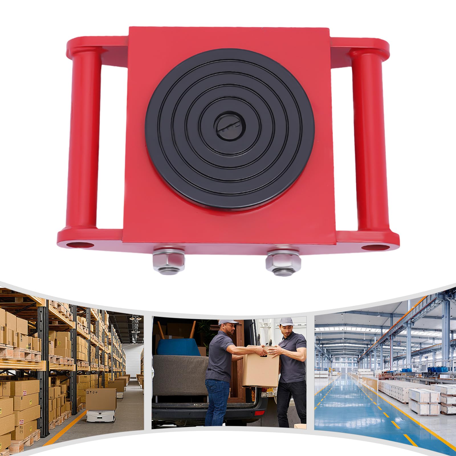 4pcs Machinery Mover, 6T Machinery Skate Dolly, 13200lbs Machinery Moving Skate, Machinery Mover Skate w/ 360° Rotation Cap and 4 Rollers, Heavy Duty Industrial Moving Equipment, Red