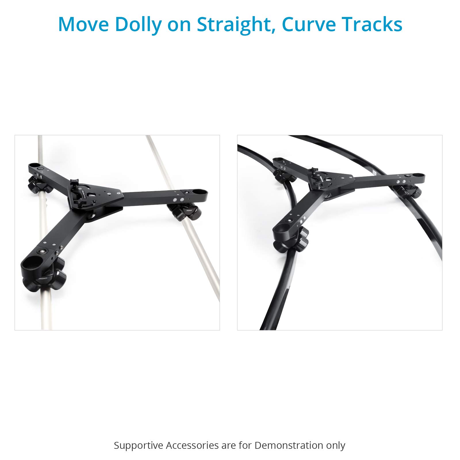 PROAIM Anchor Dolly Track Wheel Set Compatible with 1-2" Tracks. Works with Both Straight & Curved Tracks. Robust & Durable Construction (DW-ANCR)