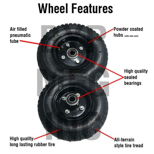 2 Pack - 8" Black Rim Pneumatic Tire/Wheel for Training Wheels, wagon, dolly, farm cart