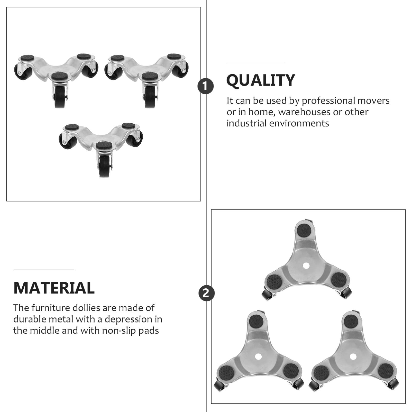 DOITOOL 3pcs 3 Mover push cart dolly appliance cart wheel moving dolly furniture dolly furniture moving dolly rotary tool trolly dolly cart roller carbon steel to rotate home appliances