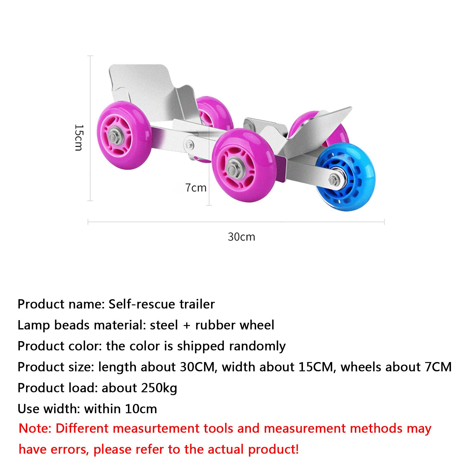 FREEDOH 250kg Foldable Trailer Booster Front and Rear Wheels Can Be Universal Self-Rescue Trailer Flat Tire Trailer for Moped Scooters Electric Vehicle Electric Mobility Scooter