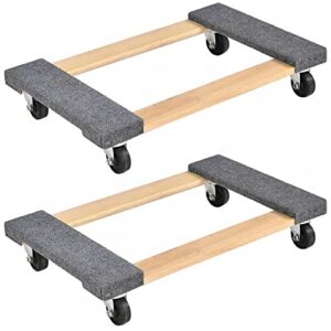 toolsempire furniture dolly cart with 4 wheels pack of 2, 30” x 18” moving dolly heavy duty mover with carpet end, 1000 lbs capacity