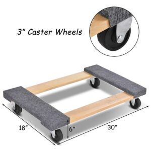 Toolsempire Furniture Dolly Cart with 4 Wheels Pack of 2, 30” x 18” Moving Dolly Heavy Duty Mover with Carpet End, 1000 Lbs Capacity