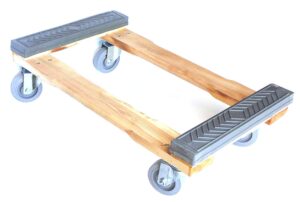 rk safety dolly cart, 30"x17" hardwood rubber end caps dolly, 1200lbs capacity rubber dolly with 5" inch 4 wheel