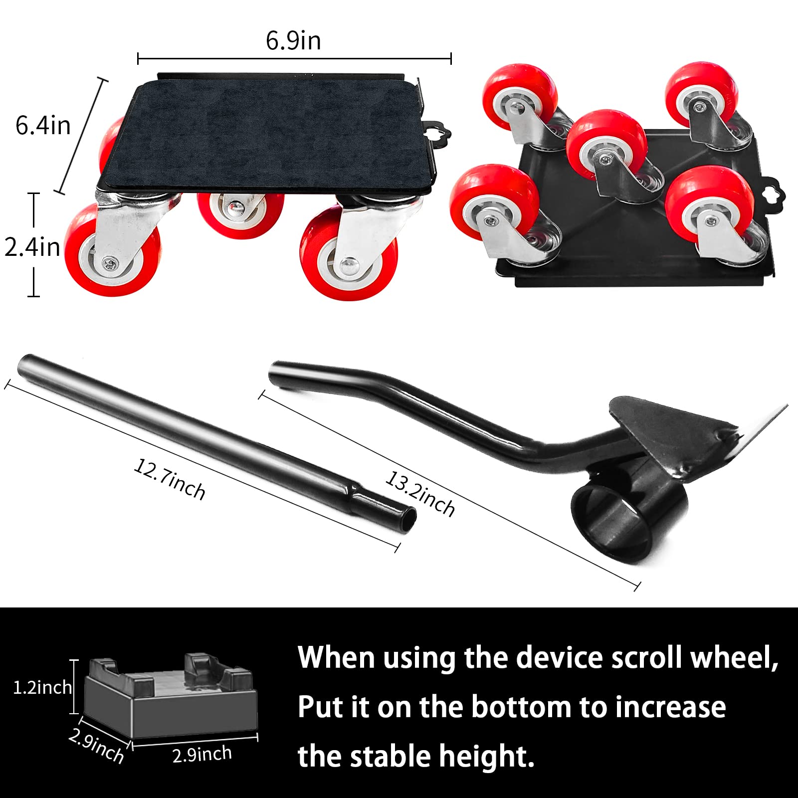 Upgraded 5-Wheel Furniture Moving Tool, 1300lbs Furniture Dolly for Heavy Duty, 360° Rotation Furniture Lifter Tool with 5 Wheels, for Moving Refrigerator Sofa Washing Machine