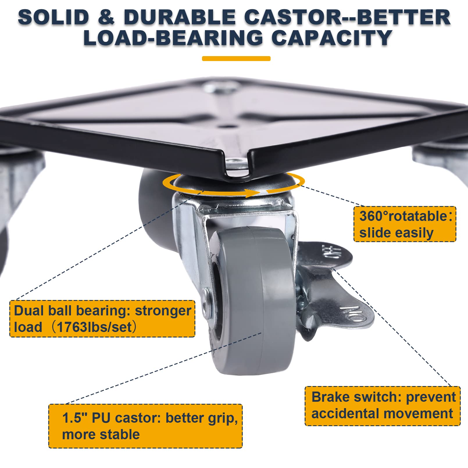 Upgraded Furniture Mover with Wheels, Craftforce Furniture Dolly & Furniture Lifter, Lockable & 360° Rotatable Steel Moving Tool for Moving Furniture Refrigerator Sofa Cabinet, 1763 lbs Capacity