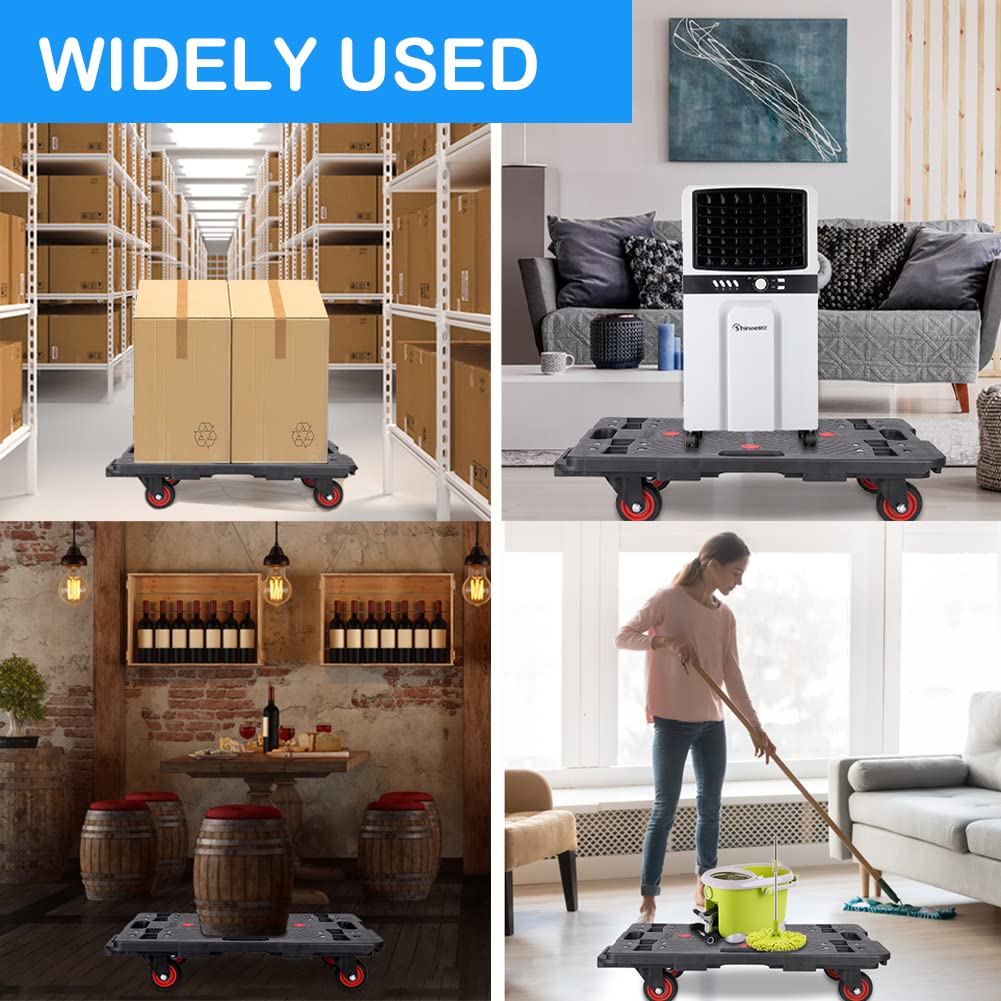 2Pcs Moving Dolly, Heavy Duty Furniture Rolling Mover, Interlocking Moving Dolly with 4 Wheels for Couch Boxes Heavy Items, 23.6 x 15.9 inch 330 Lbs Capacity Each Count