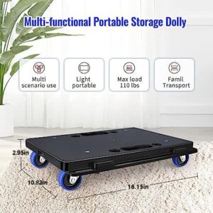 Uholan Flatbed Dolly Can Connected Two Pcs One Set Household Portable Mobile Dolly Infinite Rotary Flat Handtruck Mobile Furniture Load 220lb Black ，Blue Wheel (Blue wheel)