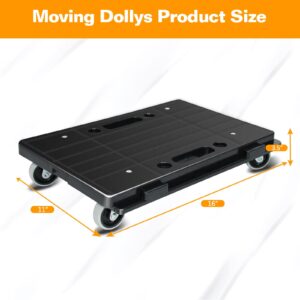 AQNIEGEP Furniture Dolly 4 Wheels Dollies for Moving Dollies with Wheel Dolly Cart with 2 x 60in Bungee Cords and A Pair of Gloves, Each Measures 16in x 11in x 3.5in, 550 lbs Capacity, 2 Pack