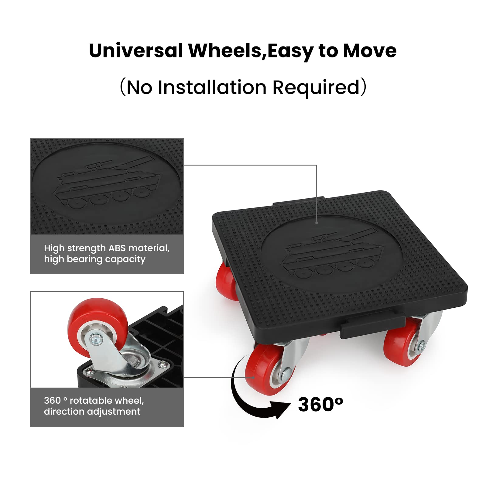 Insdawn Furniture Dolly with 5 Wheels & Furniture Lifter Set,Furniture Sliders 360°Rotation Wheels,5 Wheels Moving Dolly Load Capacity 800LBs Total,Suitable for Sofa,Refrigerator,etc，L-size，4 packs