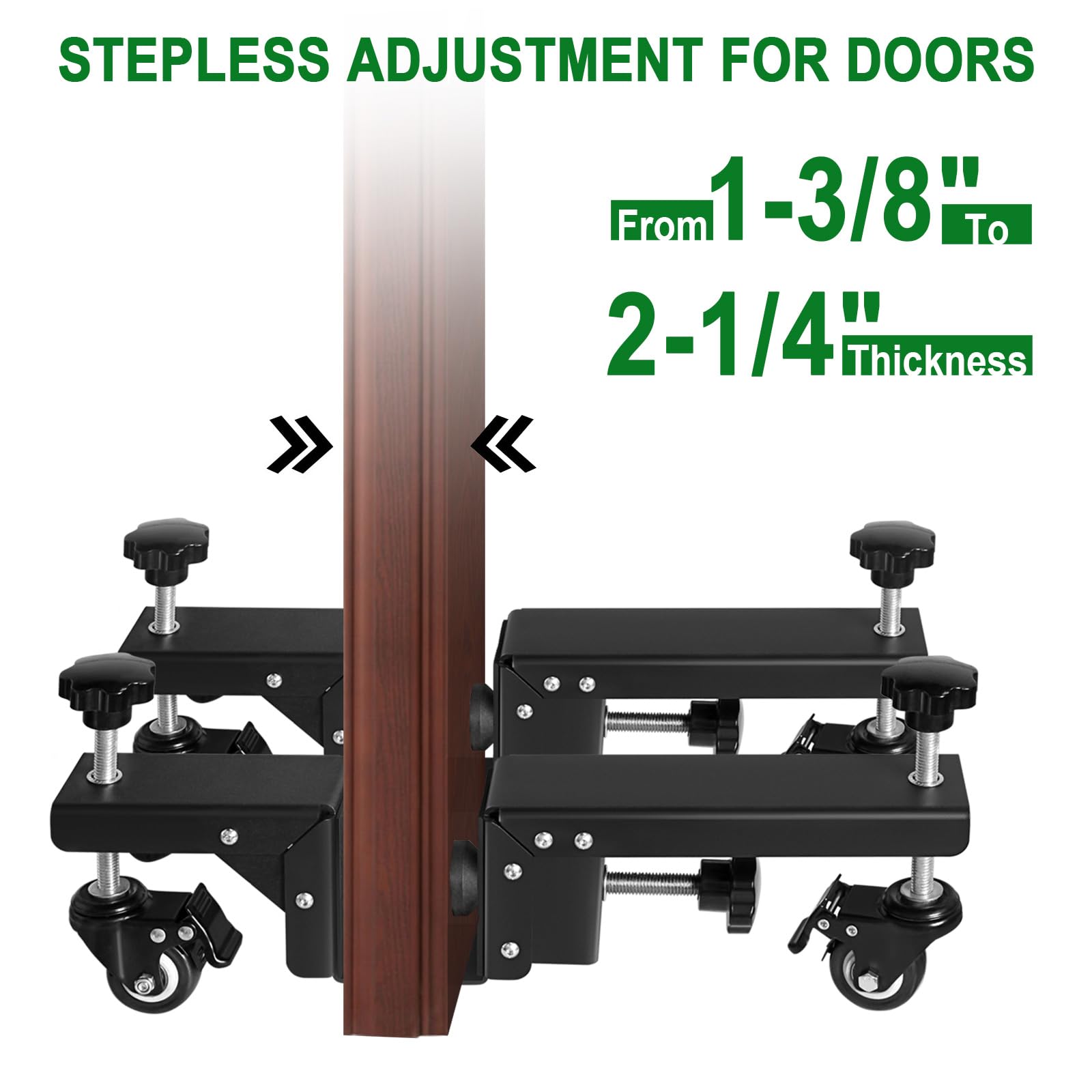 HomiShare Door Installation Kit, Heavy Duty Door Board Dolly for 1-3/8" and 1-3/4" Pre-Hung, Slab, and Front Doors, Black Powder Coated Installation Tool Kit for Commercial & Residential Use