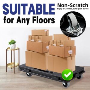 okkoCoin Furniture Dolly, Moving Dolly Furniture Mover 4 Wheels Heavy Duty Small Flat Dolly Cart Portable Dollies with Wheels 2 Pack,16.3 x 11.4 inch 500 Lbs Capacity Each Count, Black