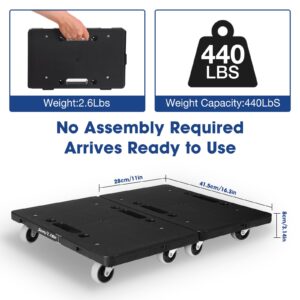 okkoCoin Furniture Dolly, Moving Dolly Furniture Mover 4 Wheels Heavy Duty Small Flat Dolly Cart Portable Dollies with Wheels 2 Pack,16.3 x 11.4 inch 500 Lbs Capacity Each Count, Black