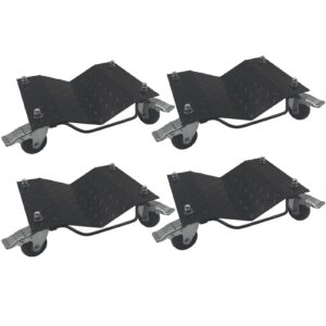 set of 4 car tire wheel dolly furniture lifters - heavy duty under vehicle tire skates motorcycle jack and moving dollies with wheels 6000lbs capacity black (black, 4 dollies)