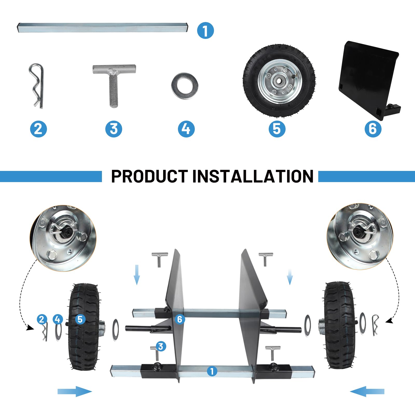 DBREAKS Heavy Duty Panel Dolly, Adjustable Door Dollys with Wheels, 8"Pneumatic Wheels, 600LBS Capacity All Terrain Moving Cart Panel Dolly for Drywall Sheet Heavy Appliance & Material Handling(Black)