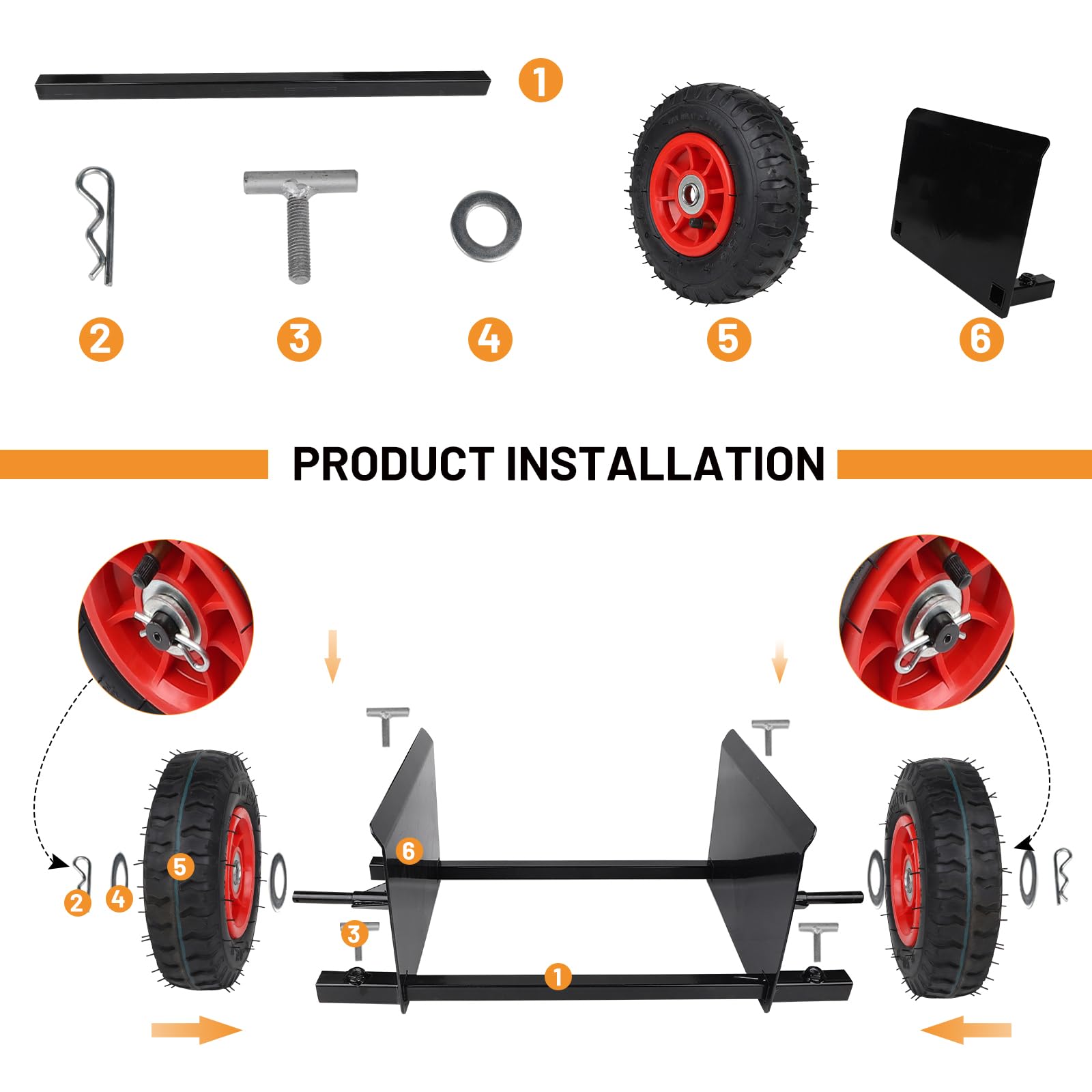 DBREAKS Heavy Duty Panel Dolly, Adjustable Door Dollys with Wheels, 8" Pneumatic Wheels, 600LBS Capacity All Terrain Moving Cart Panel Dolly for Drywall Sheet Heavy Appliance & Material Handling(Red)