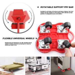 Furniture Lifter 4 Wheels Moving Dolly for Heavy Duty, 360 Rotation Wheels Furniture Mover Dolly, Wheel Dolly Set of 4 in Home Warehouse for Refrigerator Sofa Cabinet, Maximum Load 1102lbs (red)