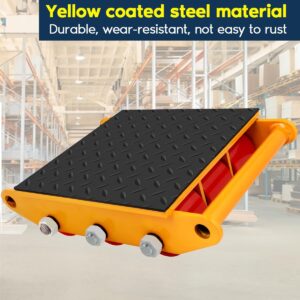 FAHKNS Machinery Moving Skate Heavy Duty Machinery Skates Cargo Mover 15T Machine Skates with Non-Slip Cap 9 PU Rollers for Heavy Duty Industrial Moving Equipment(Yellow)