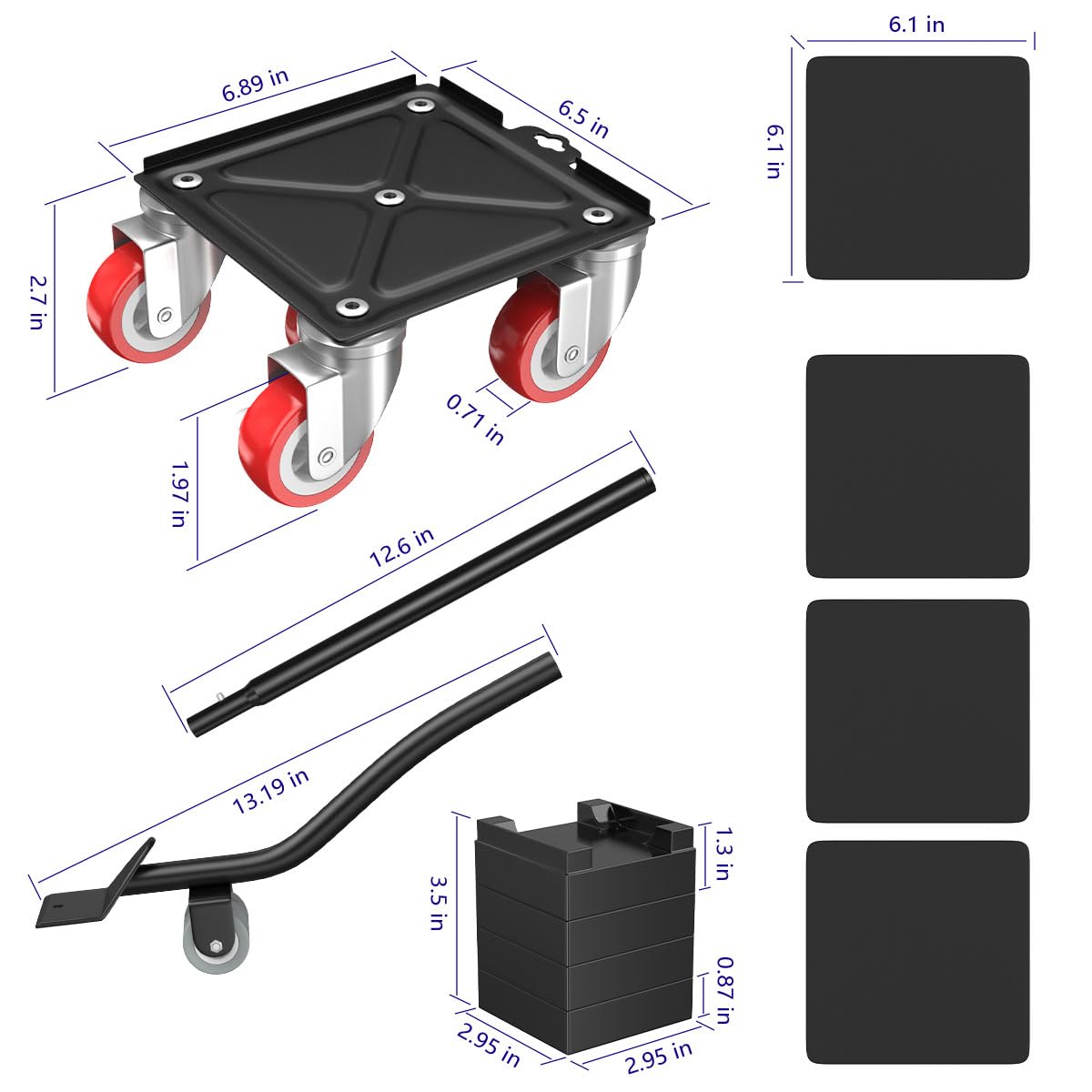 Tyware Furniture Movers, Furniture Dolly, Furniture Movers with 5 Wheels, Carbon Steel Panel Heavy Duty Dolly, Furniture Lifter with 5 360° Rotatable Rubber Universal Wheels, Maximum Load 3747LBS