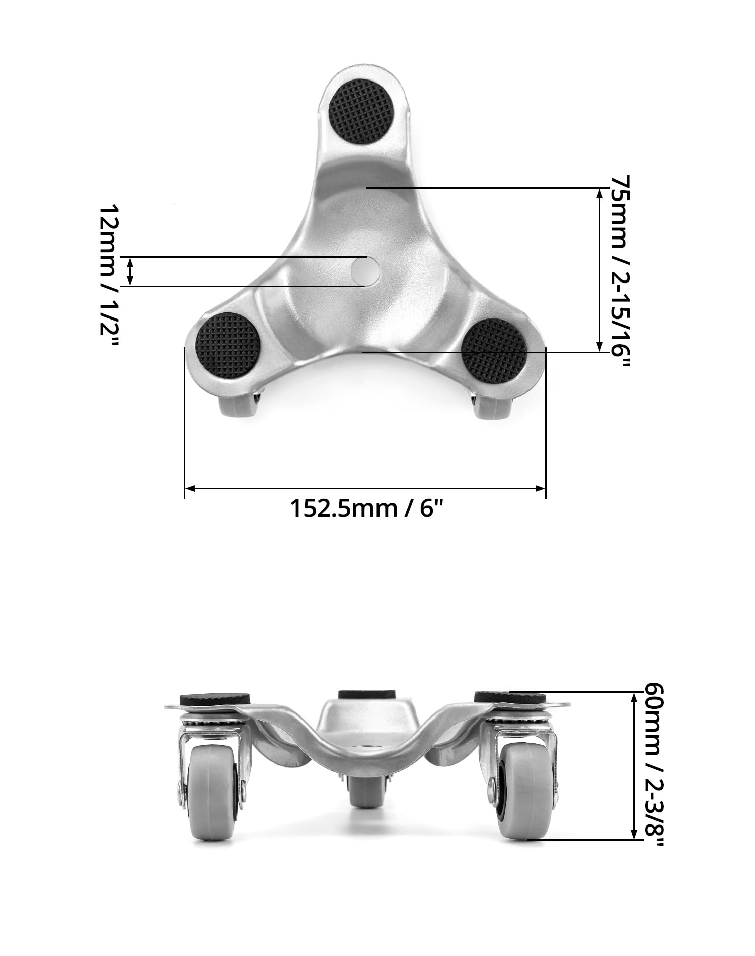 QWORK 8 pcs 6" Steel Tri-Dolly, 400 lbs Load Capacity, Great for Moving Furniture & Appliances, Durable and Easy to Use