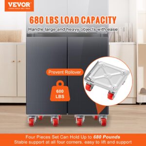 VEVOR Furniture Dolly, Furniture Moving Dollies with 360° PP Swivel Wheels & Carbon Steel Panel, 680 Lbs Capacity Furniture Lift Mover Tool Set for Moving Heavy Furniture Refrigerator Sofa